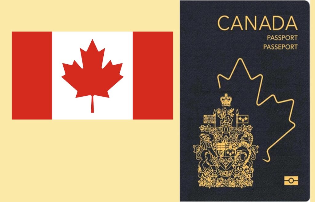 Canada flag and passport